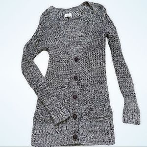 AEO Black & White Knit Cardigan Sweater - Button-Up -Small American Eagle Marled